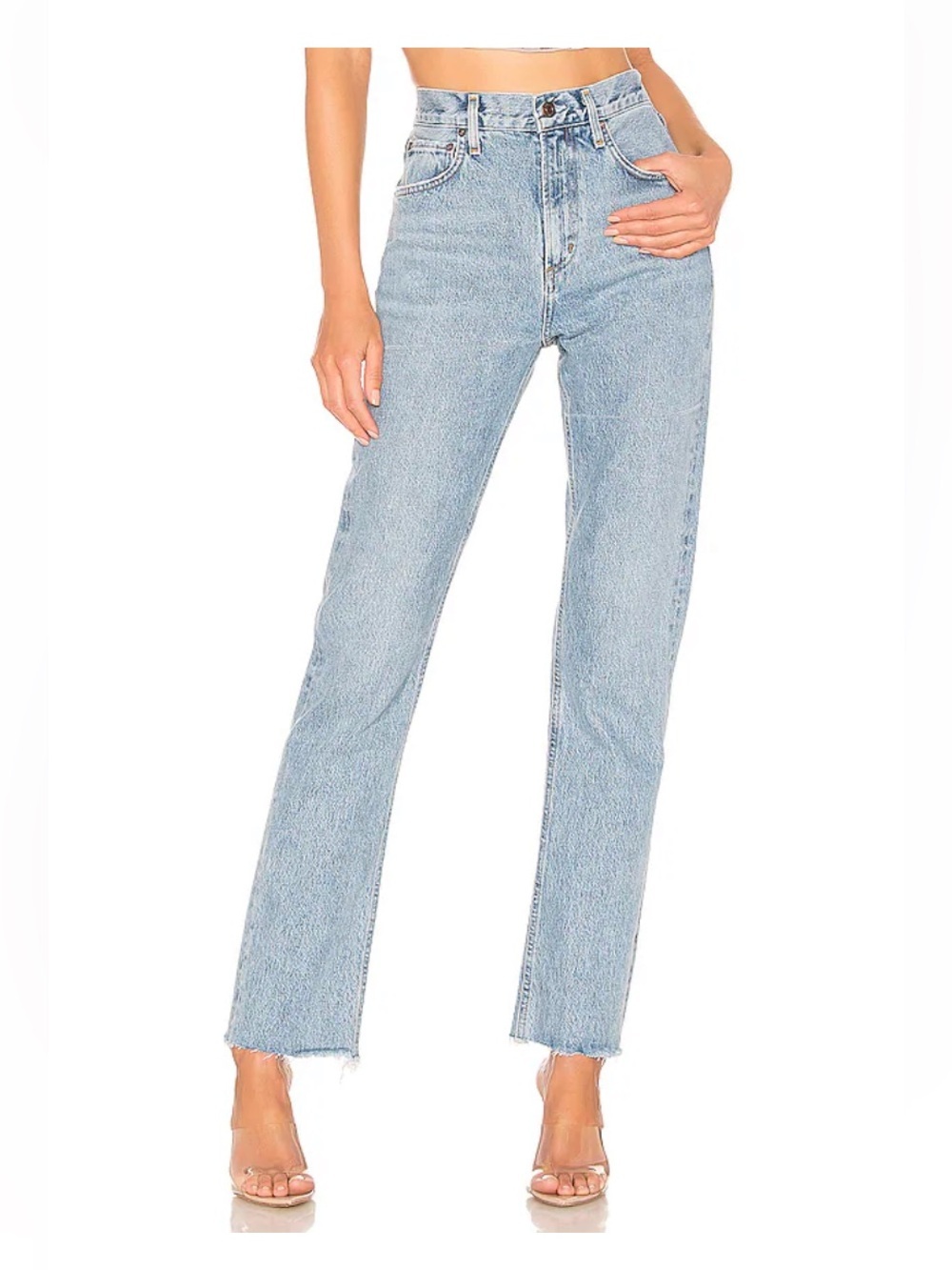 Agolde Light Blue High-Rise Straight Jeans